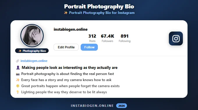 Portrait Photography Bio for Instagram